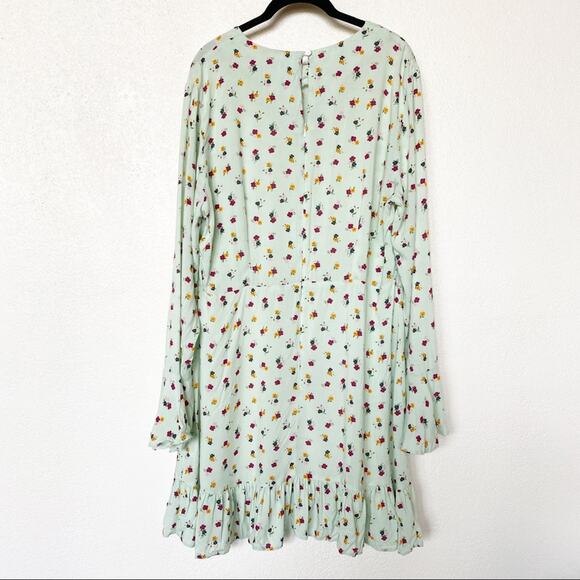 ASOS Fluted Long Sleeve Ruffle Hem Mini Dress Size 14 - Picture 15 of 16